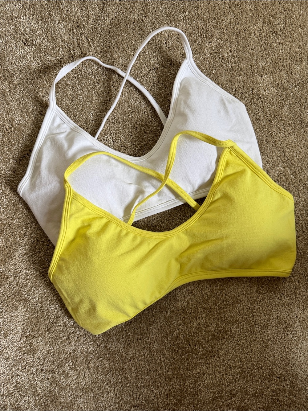 Lot of 2 Muscle Nation Bralettes — Yellow & White